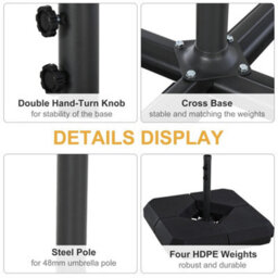 4 Pack Fillable Steel Cross Parasol Base Garden Umbrella Weight - thumbnail 4