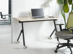 Beliani Foldable Office Desk Bendi Light Brown 120 Cm 60 Cm With Wheels - thumbnail 2