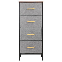 Chest Of Drawers With 4 Fabric Drawers Wood Top And Metal Frame Freestanding Drawer Unit Bedroom Or Hallway Brown Top - thumbnail 3