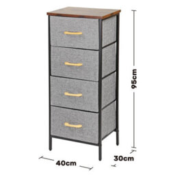 Chest Of Drawers With 4 Fabric Drawers Wood Top And Metal Frame Freestanding Drawer Unit Bedroom Or Hallway Brown Top - thumbnail 9