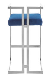 Orsina Blue Velvet Bar Stool With Silver Frame - thumbnail 3