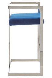 Orsina Blue Velvet Bar Stool With Silver Frame - thumbnail 4
