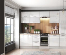 Impact Furniture Kitchen Sink Unit White Gloss Small Under Sink Cabinet Storage Cupboard 800mm Base Modern Ella - thumbnail 5