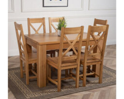 That's Furniture Dakota 127 X 82 Cm Chunky Oak Small Dining Table And 6 Chairs Dining Set With Berkeley Chairs - thumbnail 3