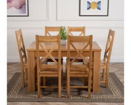 That's Furniture Dakota 127 X 82 Cm Chunky Oak Small Dining Table And 6 Chairs Dining Set With Berkeley Chairs - thumbnail 2