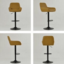 Lakeland Furniture Bronx Light Tan Brown Black Gas Lift Base Bar Stool - thumbnail 2