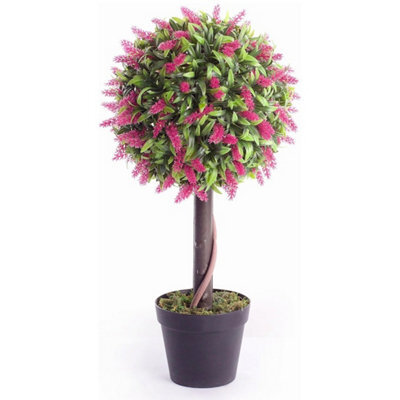 Best Artificial 2Ft / 60Cm Pink Lavender Ball Tree Plant Garden Office Conservatory Tropical Indoor Outdoor - image 1