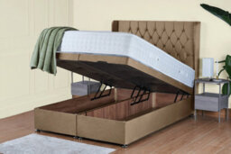 UKBEDFURNITURE Bronte Plush Beige End Opening Divan Ottoman Bed With 54 Inch Headboard - thumbnail 2