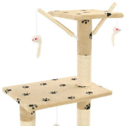 Walplus Cat Tree With Sisal Scratching Posts 138 Cm Beige Paw Prints - thumbnail 7