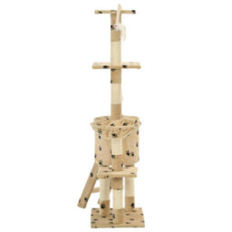Walplus Cat Tree With Sisal Scratching Posts 138 Cm Beige Paw Prints - thumbnail 6