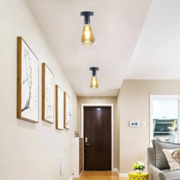 Vintage-Semi Flush Mount Light Fitting Metal Easy Fit E27 Ceiling Fitting Living Room Kid Room - thumbnail 6