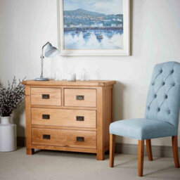 Zelah Oak 2 Over 2 Chest Of Drawers Fully Assembled - By Roseland Furniture - thumbnail 3