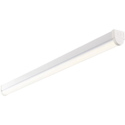 5Ft Emergency Batten Light Fitting - 41W Cool White Led - Gloss White & Opal - image 1