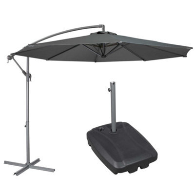 Dellonda 3M Banana Parasol/umbrella, Cover And Base Bundle, Grey Canopy - Dg270 - image 1