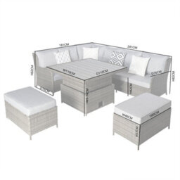 Verona Rattan 7 Seater Corner Set With Adjustable Table For Garden Patio - thumbnail 5