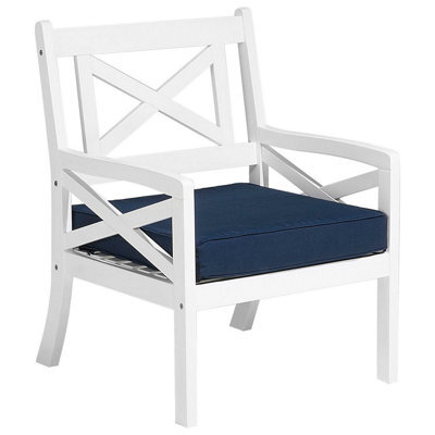 Beliani Garden Chair Baltic Acacia Wood Navy Blue - image 1