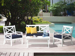 Beliani Garden Chair Baltic Acacia Wood Navy Blue - thumbnail 2