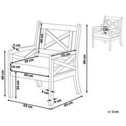 Beliani Garden Chair Baltic Acacia Wood Navy Blue - thumbnail 3
