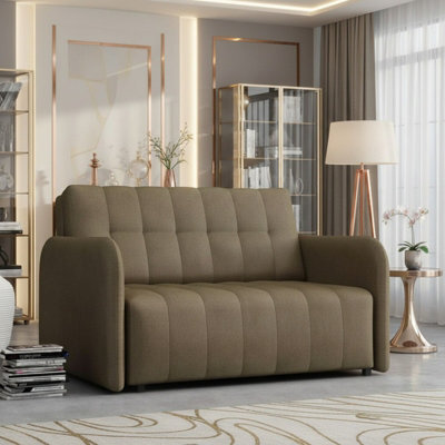 Viva Grand Ii Upholstered Living Room Sofa Bed With Wooden Legs Wave Spring Frame Bedding Storage 85X125X98Cm Beige - image 1