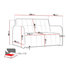 Viva Grand Ii Upholstered Living Room Sofa Bed With Wooden Legs Wave Spring Frame Bedding Storage 85X125X98Cm Beige - thumbnail 5