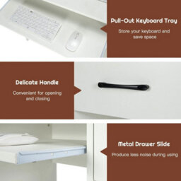 Modern Study Writing Desk W/ Pull-Out Keyboard Tray-White - thumbnail 5