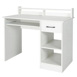 Modern Study Writing Desk W/ Pull-Out Keyboard Tray-White