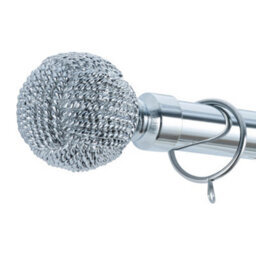 A.unique Home Knotted Ball Metal Extendable Curtain Pole With Rings And Fittings (25/28mm) - Nickel, 180Cm - 340Cm Approx - thumbnail 2