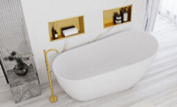 Recessed Bathroom Shelf Rea 8 30X45X10 Brush Gold - thumbnail 7