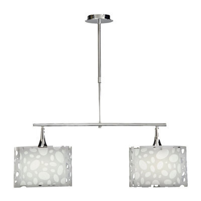Luminosa Lighting Luminosa Lupin Linear Pendant 2 Light E27 Line Large, Gloss White, White Acrylic, Polished Chrome - image 1