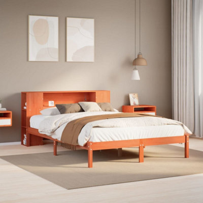 Berkfield Bookcase Bed Without Mattress Wax Brown 140X190 Cm Solid Wood Pine - image 1