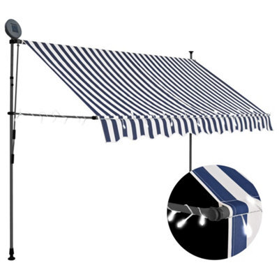 Berkfield Manual Retractable Awning With Led 250 Cm Blue And White - image 1