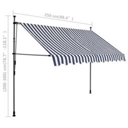 Berkfield Manual Retractable Awning With Led 250 Cm Blue And White - thumbnail 8