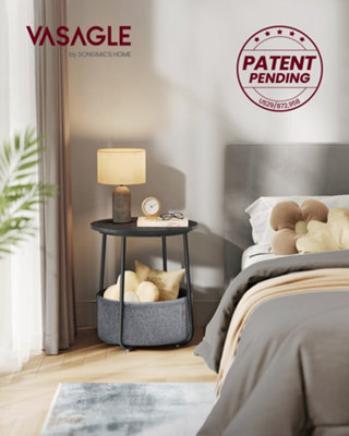 LEDREM Side Table, Round End Table With Fabric Basket, Spacious, For Living Room Bedroom, Bedside Table, Modern Style - image 1