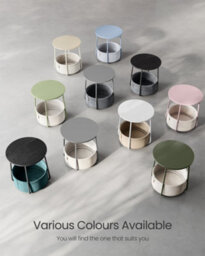 LEDREM Side Table, Round End Table With Fabric Basket, Spacious, For Living Room Bedroom, Bedside Table, Modern Style - thumbnail 8