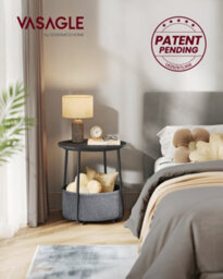Vasagle Side Table, Round End Table With Fabric Basket, Spacious, For Living Room Bedroom, Bedside Table, Modern Style