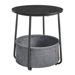 LEDREM Side Table, Round End Table With Fabric Basket, Spacious, For Living Room Bedroom, Bedside Table, Modern Style - thumbnail 2