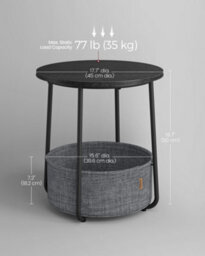 LEDREM Side Table, Round End Table With Fabric Basket, Spacious, For Living Room Bedroom, Bedside Table, Modern Style - thumbnail 4