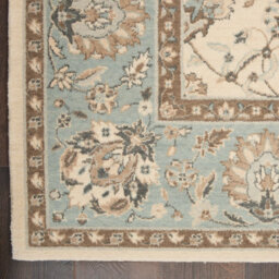 Ivory Aqua Luxurious Traditional Easy To Clean Rug For Dining Room Bed Room And Living Room-107Cm X 168Cm - thumbnail 7