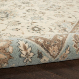 Ivory Aqua Luxurious Traditional Easy To Clean Rug For Dining Room Bed Room And Living Room-107Cm X 168Cm - thumbnail 6