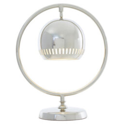 Orsina Table Lamp With Nickel Finish, Ring Frame And Bell Shade Accent Light, Metal Pedestal Base Tabletop Lamp - thumbnail 3
