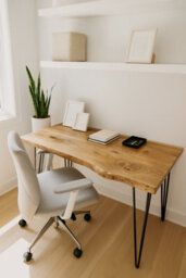 120Cm Live / Waney Edge Study Desk / Table / Computer Desk With Metal Hairpin Legs - thumbnail 3