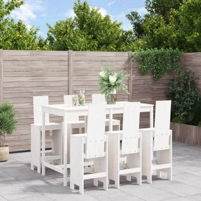 Berkfield 7 Piece Garden Bar Set White Solid Wood Pine - image 1