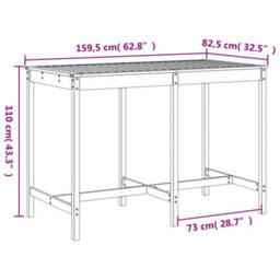 Berkfield 7 Piece Garden Bar Set White Solid Wood Pine - thumbnail 9