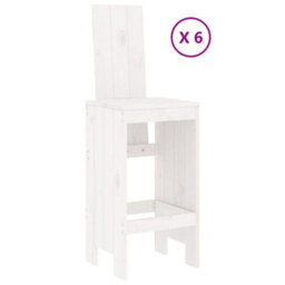 Berkfield 7 Piece Garden Bar Set White Solid Wood Pine - thumbnail 3