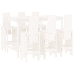 Berkfield 7 Piece Garden Bar Set White Solid Wood Pine - thumbnail 2