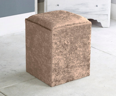 Adore Designs Victoria Crushed Velvet Square Foot Stool Pouffe -  Champagne - image 1