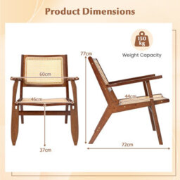 Gainoom Boho Rattan Accent Chair Walnut Mid Century Modern Lounge Armchair - thumbnail 2