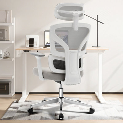 High Back Mesh Office Chair, 3D Adjustable Headrest, Lumbar Support & 3D Armrests, 135 Reclining Swivel Desk Chair, Gray - image 1