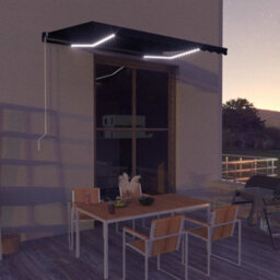 Berkfield Manual Retractable Awning With Led 350X250 Cm Anthracite - thumbnail 1