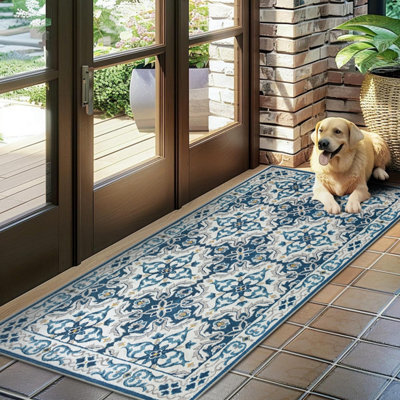 Ameha Non Slip Printed Rug Modern Bedroom Living Room Runner Rug Geometric Carpet Kitchen Floor Mat( Luna, 60X220 Cm) - image 1